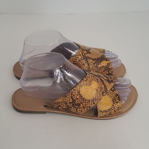 Banana Republic Womens Snake Print Sandals Yellow Size 8 - Picture 3 of 8
